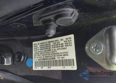 2004 Honda Element Ex z USA, uszkodzony, nr VIN 5J6YH28504L023686